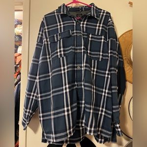 NWOT ⭐️ Wrangler All Terrain Gear Navy Plaid Flannel Button Down